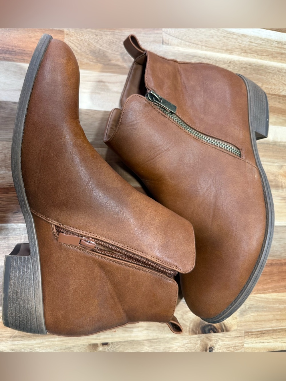 Women's Taupe Brown Ankle Boots with Side Zippers